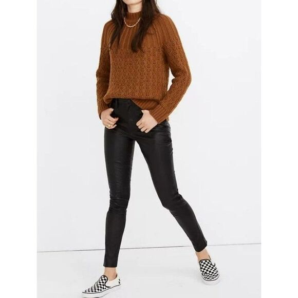 Madewell Pants - Madewell Leather Pants High Rise Skinny Sexy Black Straight Leg Leather Pants
